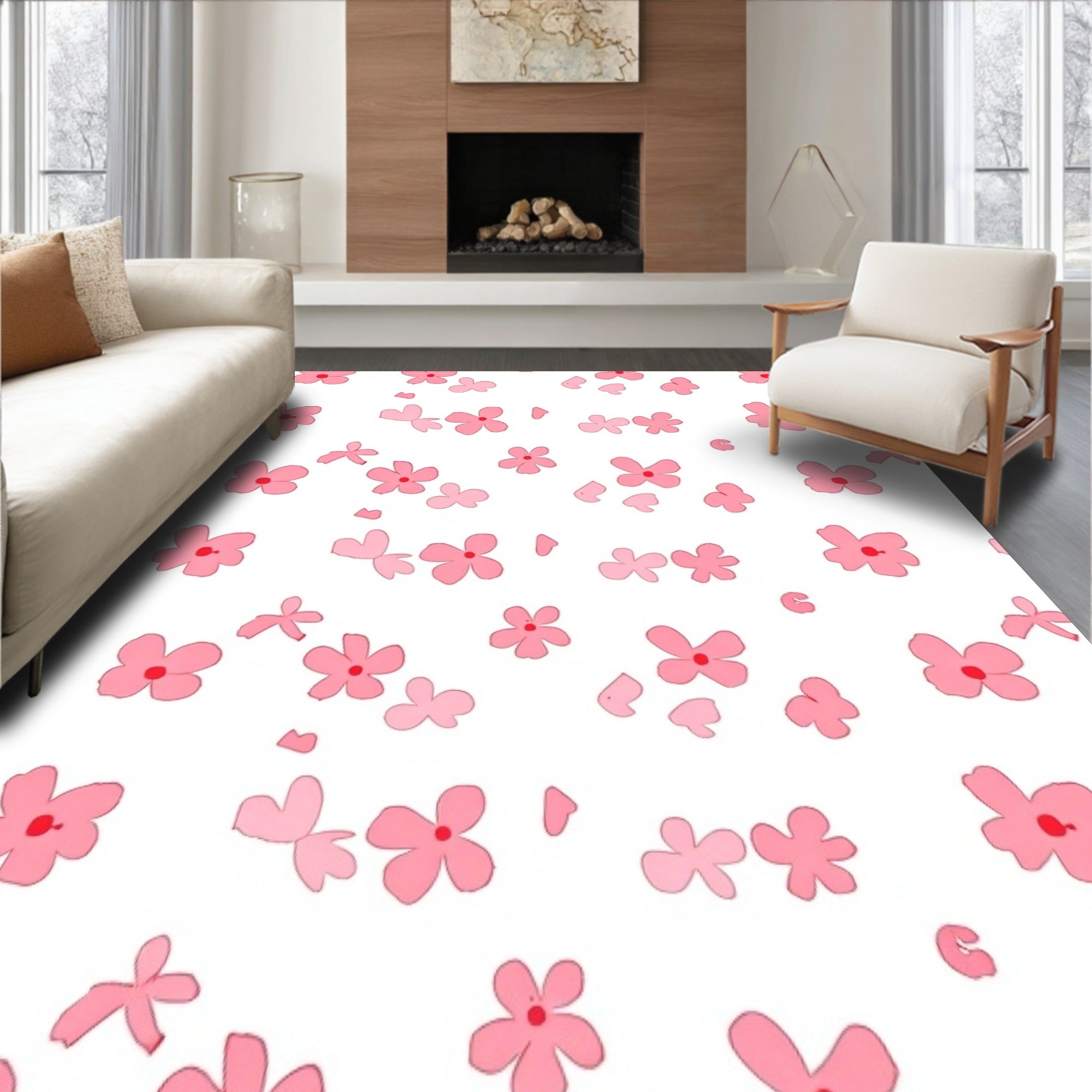 Kawaii Cherry Petal Shaped Floor Design(Pink)