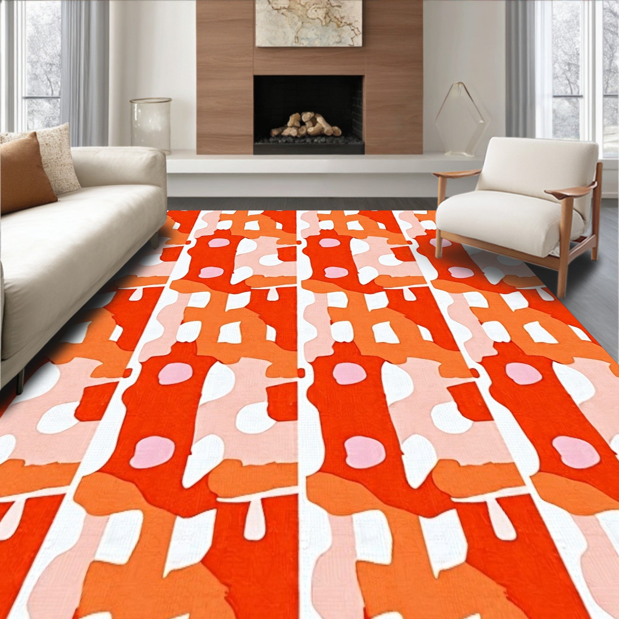 Festival Patchwork Check with Playful Abstract(Red)