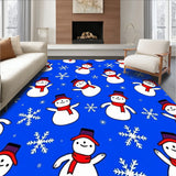 Whimsical Winter Characters with Scattered Frosty Snowflake Motifs(Blue)