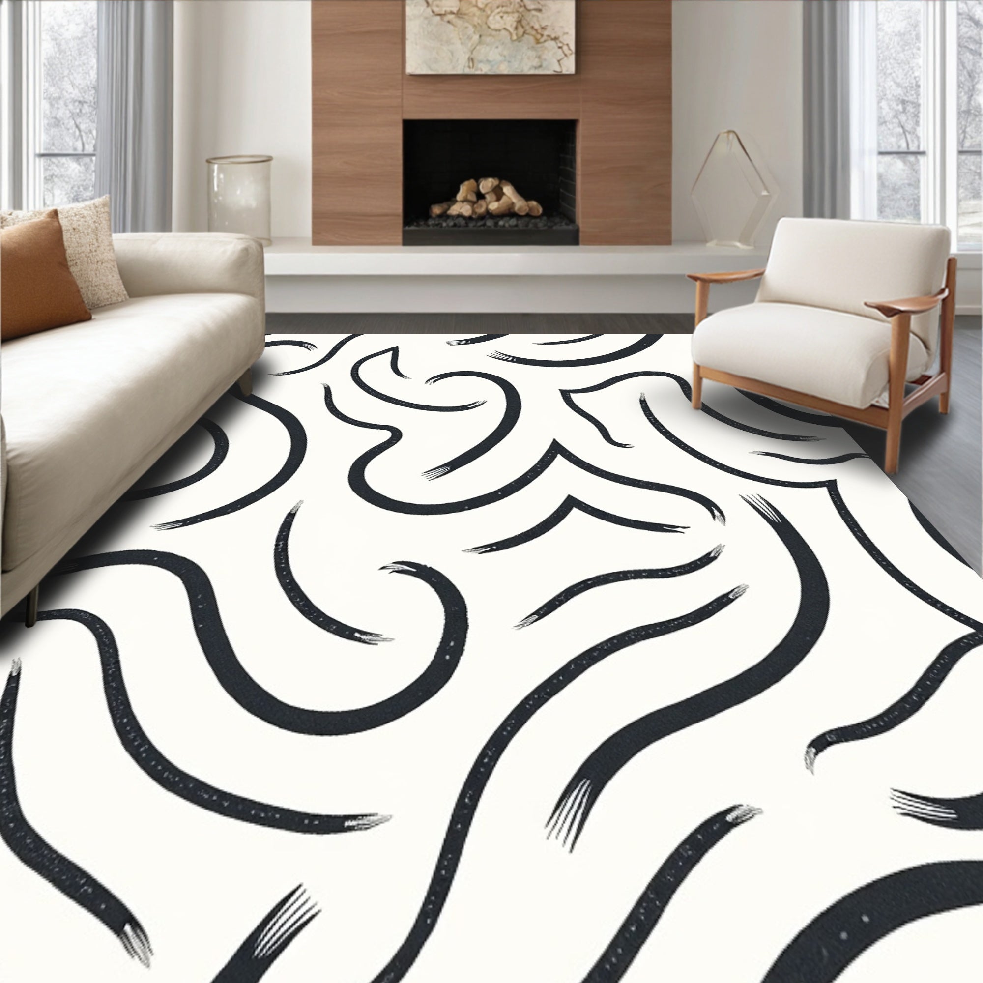 Modern Interlocking Arch Wave with Textured Design (Black) - ODIKA