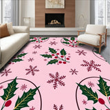 Festive Holly Wreath with Berries and Snowflake Motifs(Pink)