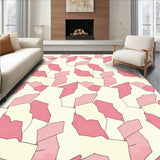 Hexagonal Mosaic Contemporary with Interconnected Shapes(Pink)