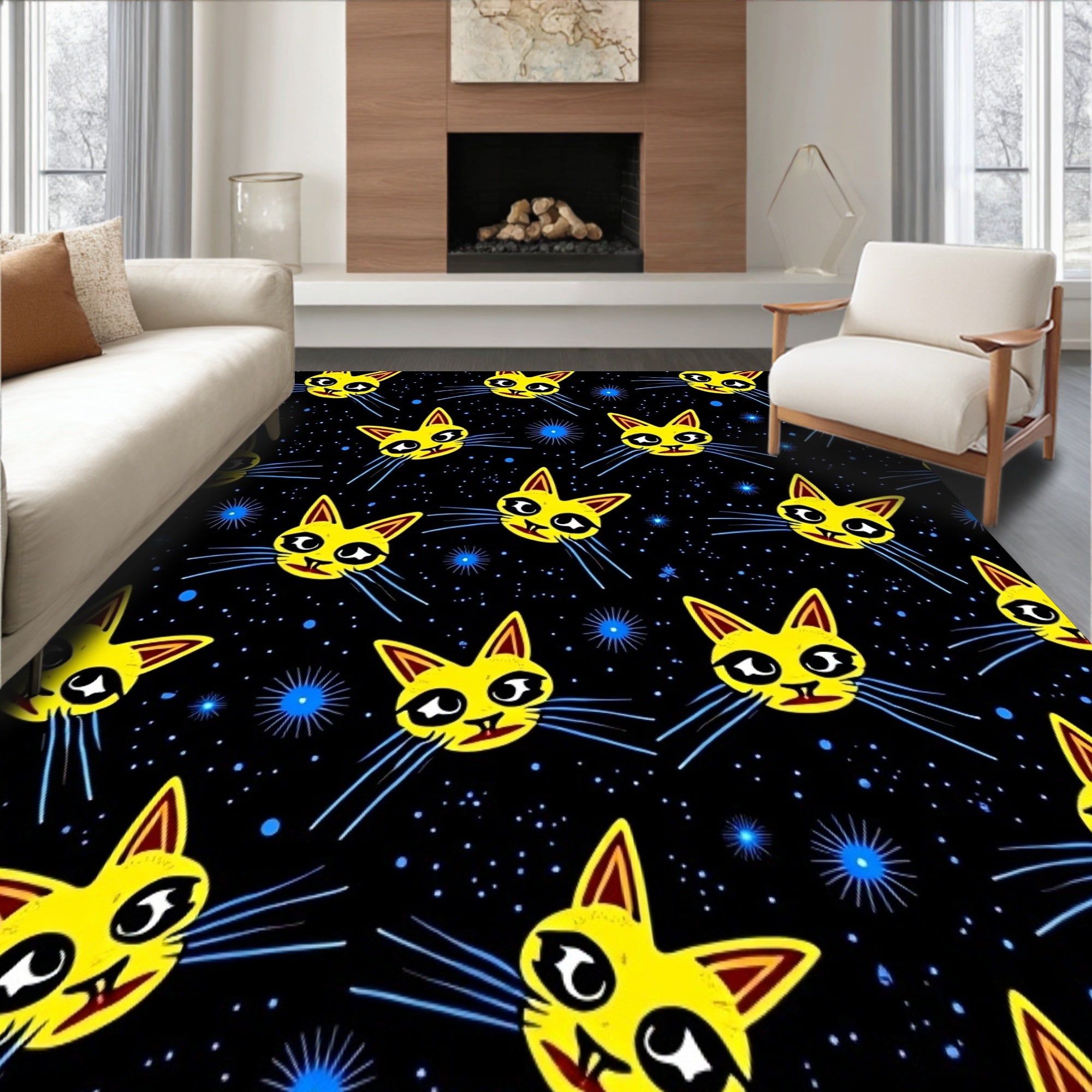 Mystical Cat Eyes Constellation Motif Glowing Accent(Yellow)