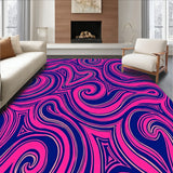 Abstract Swirl Motif Modern Artistic Dense Contemporary Floor Covering (Pink)