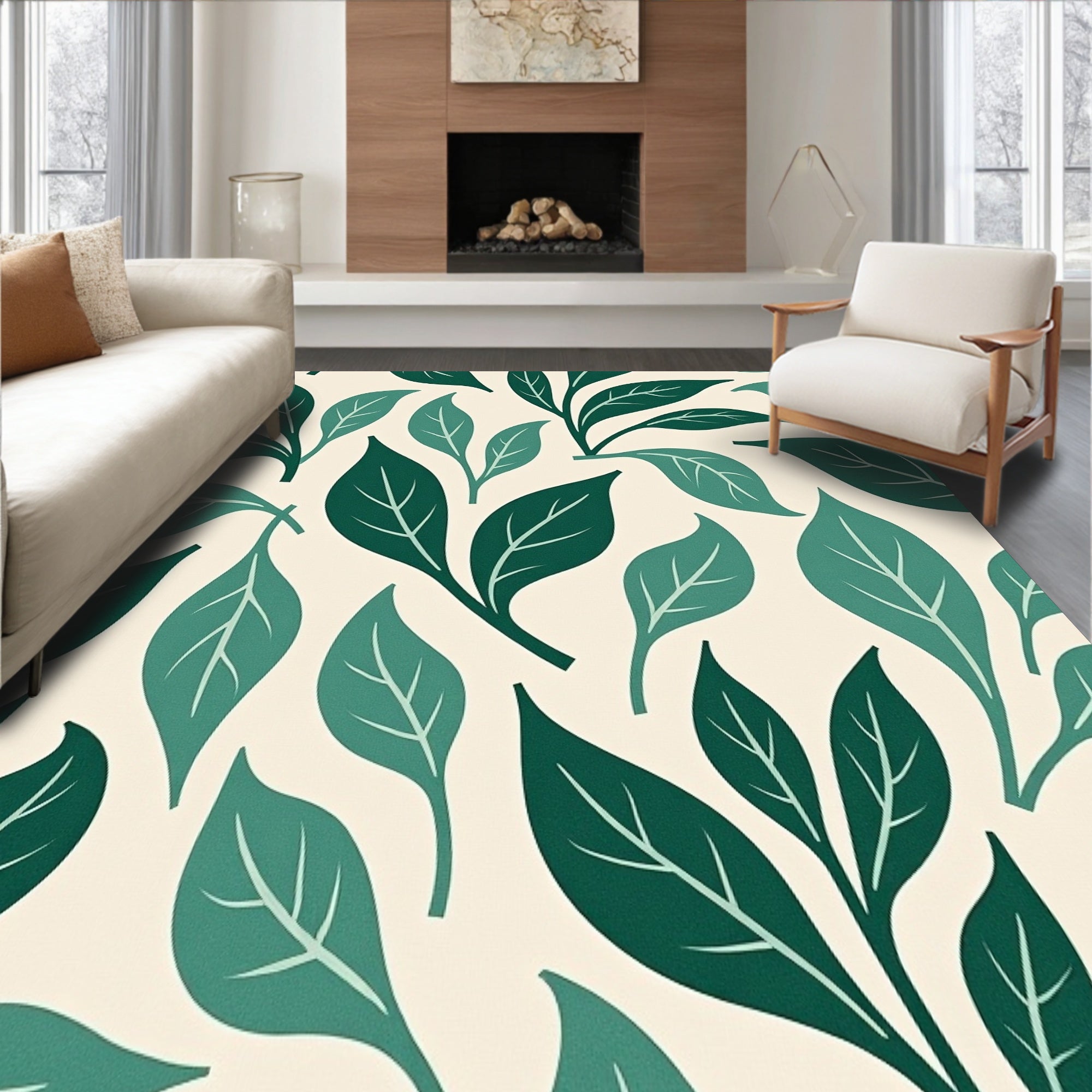 Abstract Botanical with Contemporary Leaf Design(Green)