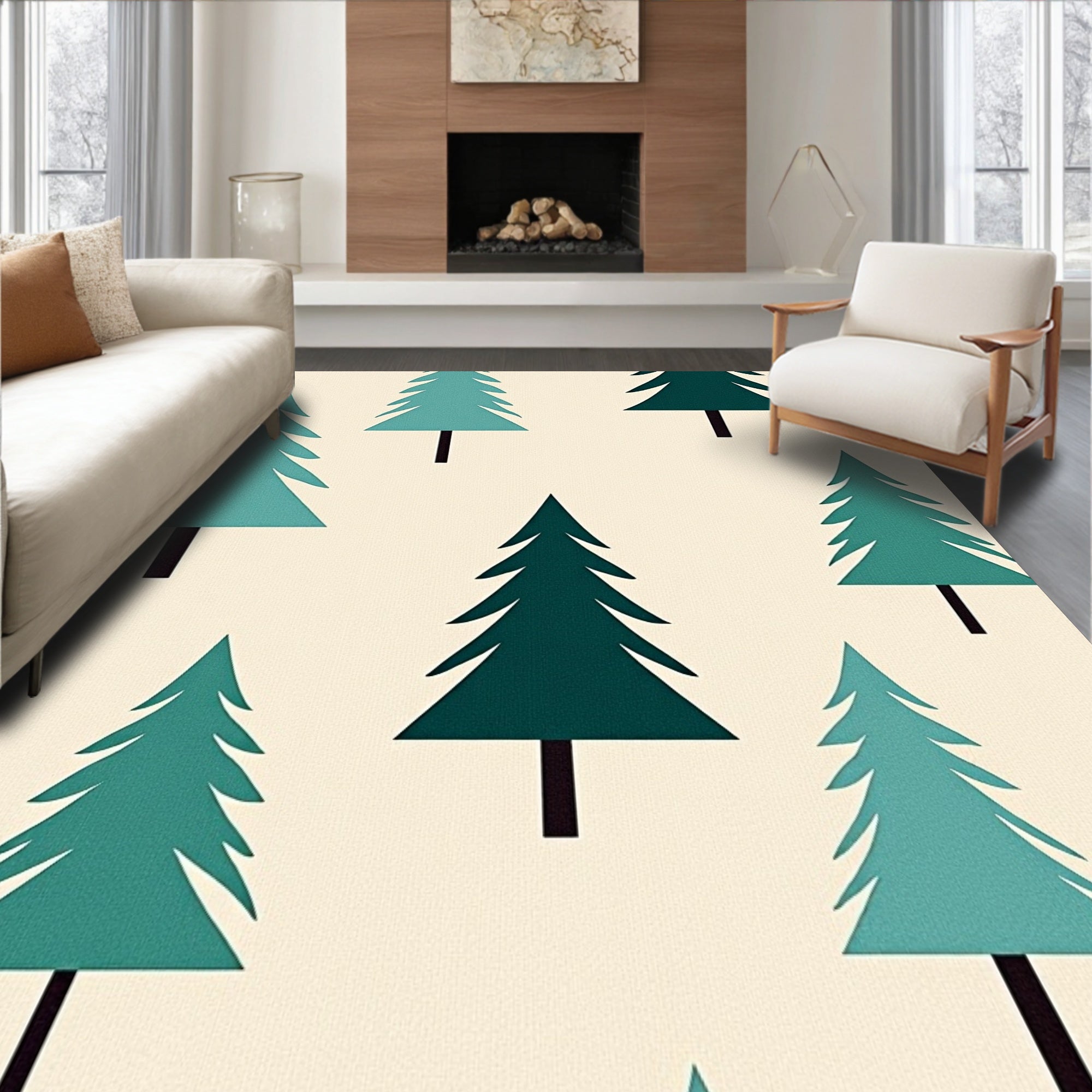 Nordic Spruce Elegant Jolly Hearth Adornment(Beige)