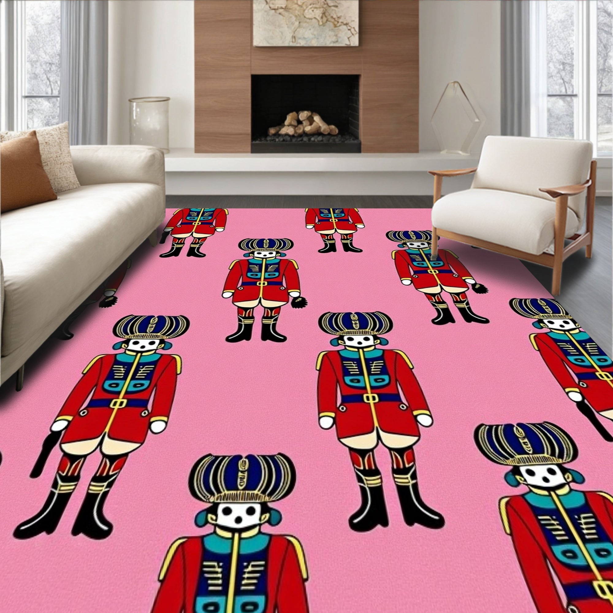 Festive Toy Soldier with Ornate Holiday Motifs(Pink)