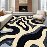 Abstract Rippled Wave Design with Shadowy Contrasts and Fluid Forms(Beige)