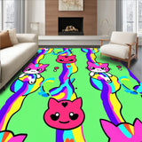 Adorable Kitten Face Motifs with Stripes and Hearts(Green)