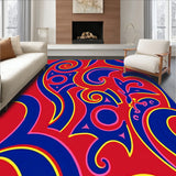 Interlocking Wave Motif with Abstract Floral Accents Modern Art Design (Red)