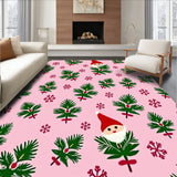 Whimsical Winter Forest Gnomes and Pine Bough Design with Gift Motif Details(Pink)