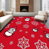 Whimsical Snowman Amidst Frosted Snowflake Swirls Seasonal Décor(Red)