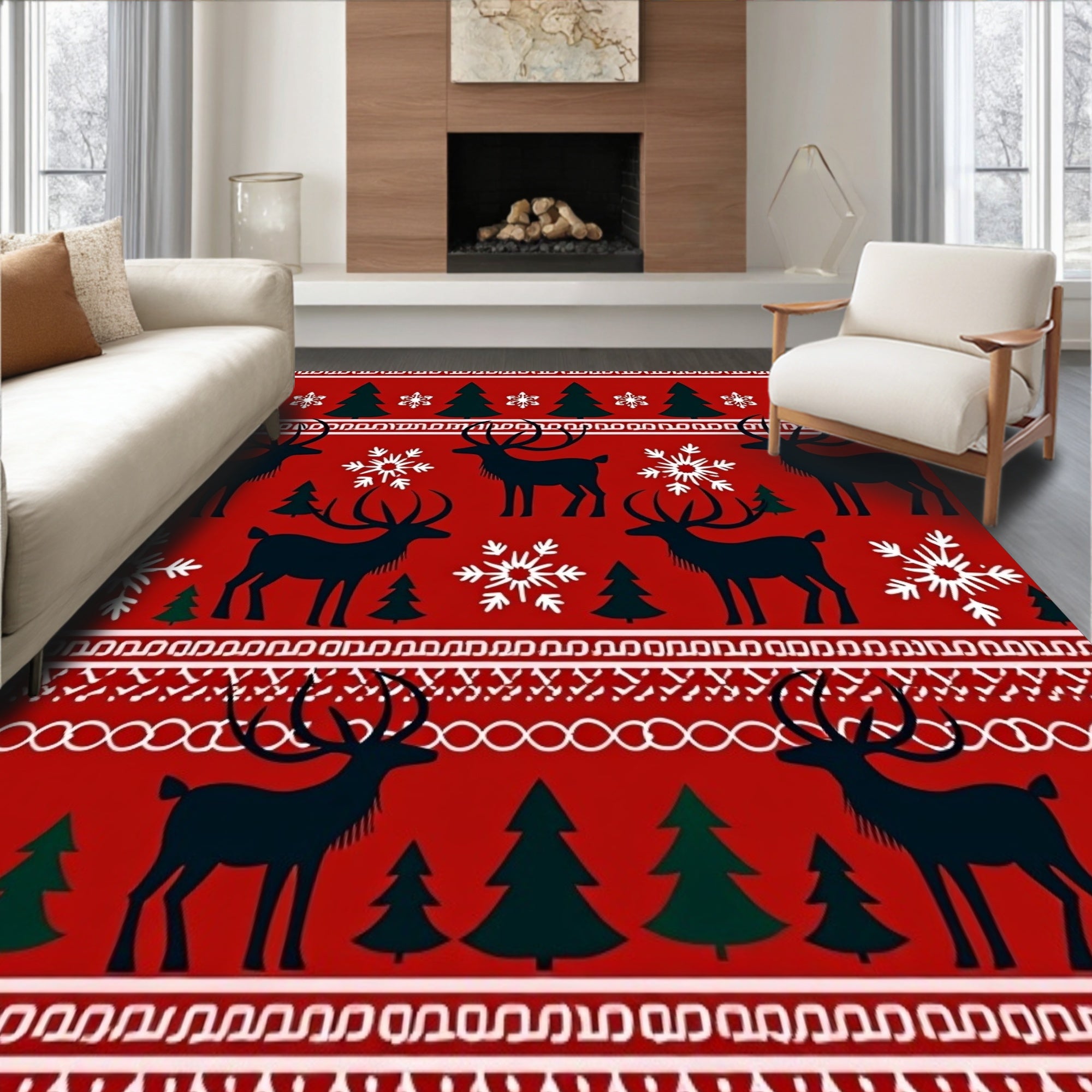 Winter Forest with Nordic Accents and Festive(Red)
