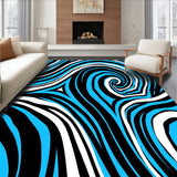 Retro Swirl Motif with Abstract Fluid Waves and Vintage (Blue)