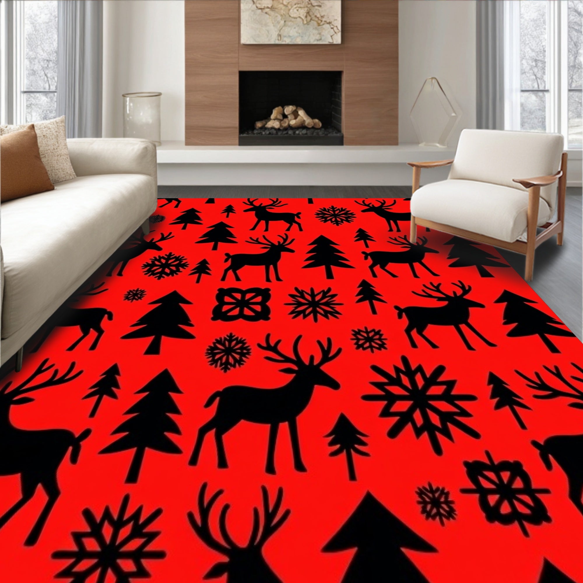 Scandinavian Folk Interlocking Reindeer(Red)