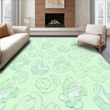 Boho Cloud Swirl Motif with Watercolor Effect (Green)