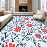 Boho Wildflower Tapestry with Whimsical Vine Detailing (Red)