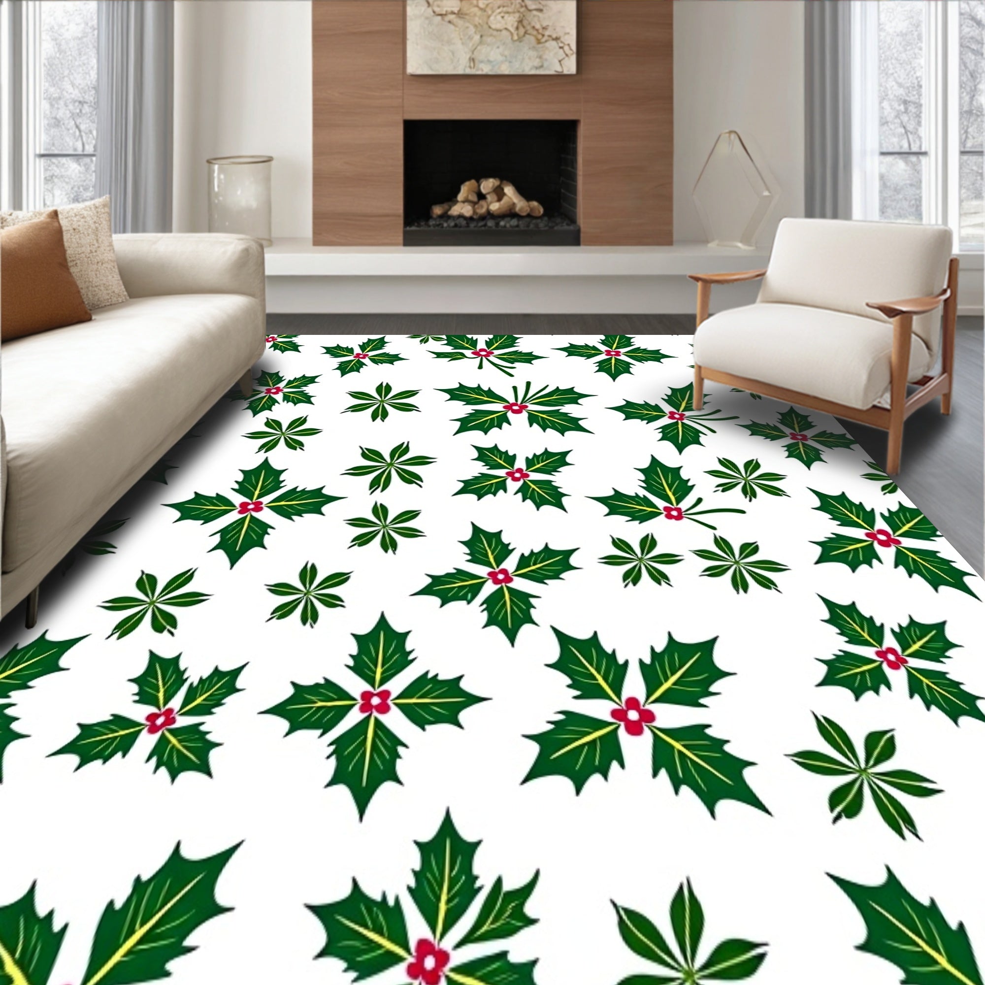 Holly Berry Wreath Festive with Traditional Holiday Motifs(Green)