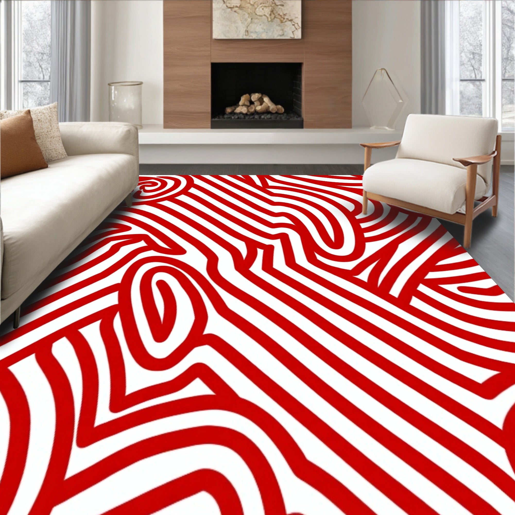 Cane Stripe with Peppermint Swirl Accents(Red)
