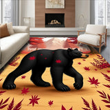 Autumn Wandering Bruin Woodland Trail Decorative Floor Covering(Red)