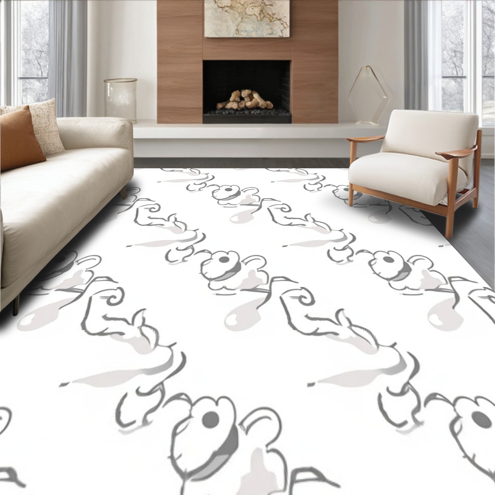 Cumulus Dream Shaggy Faux Fur Area Luxury Plush(White)