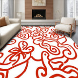 Abstract Floral Swirl with Fluid Curves and Dynamic Shapes (Red)