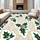 Elegant Holly Leaf with Crimson Berries and Subtle Swirling Lines(Green)