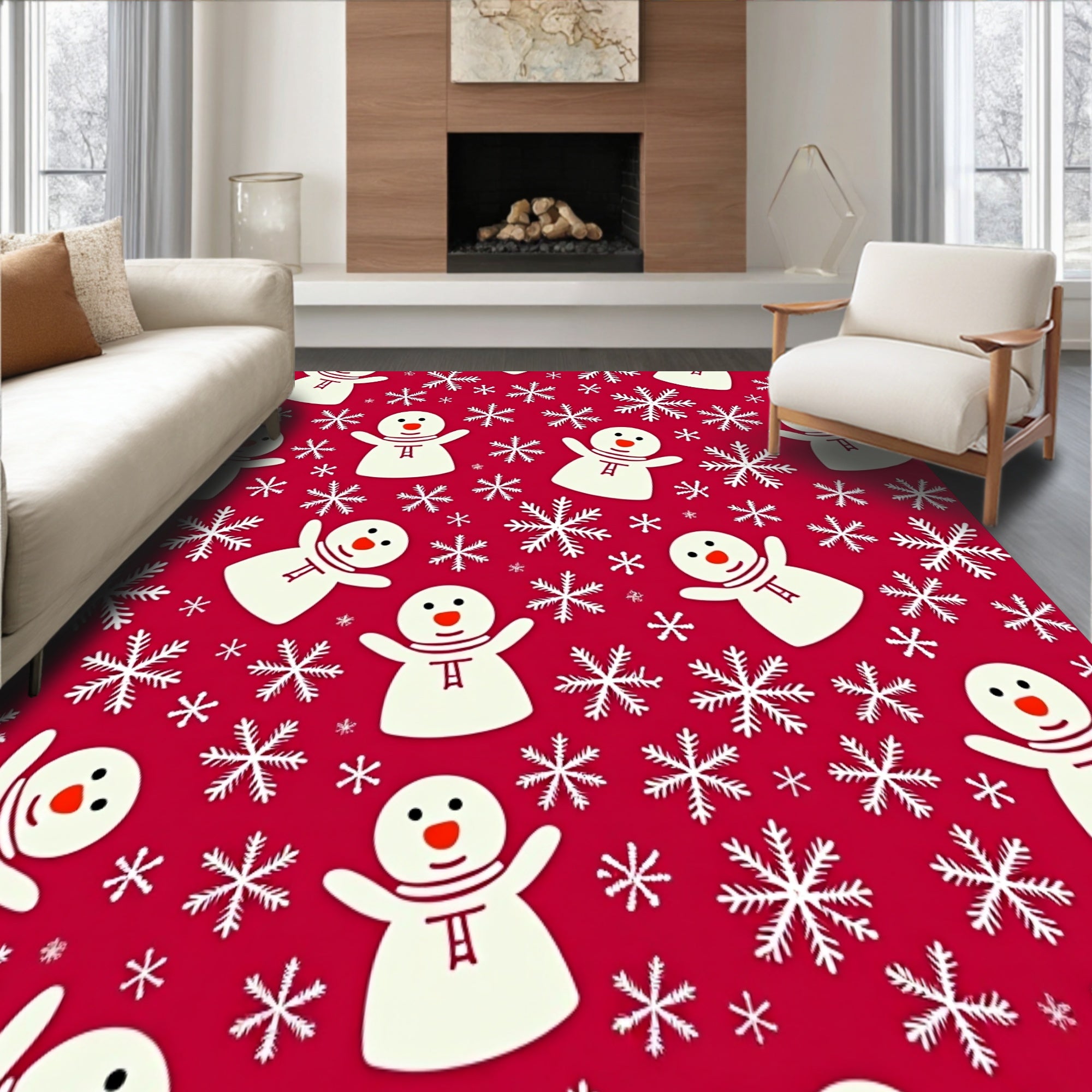 Jolly Snowy Friends Merry Gathering Seasonal Jubilation Spectacle(Red)