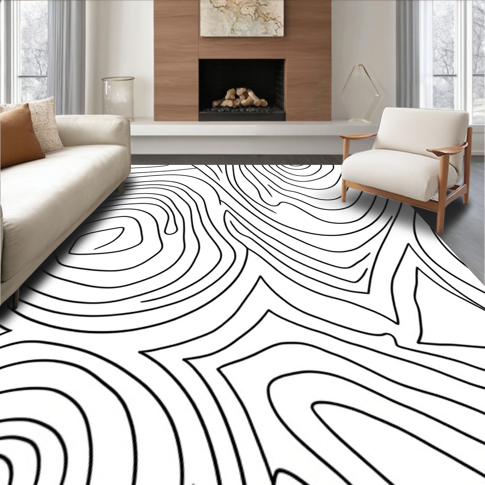 Abstract Ripple Contour Sophisticated Stylish Deluxe Ornate (Black) - ODIKA