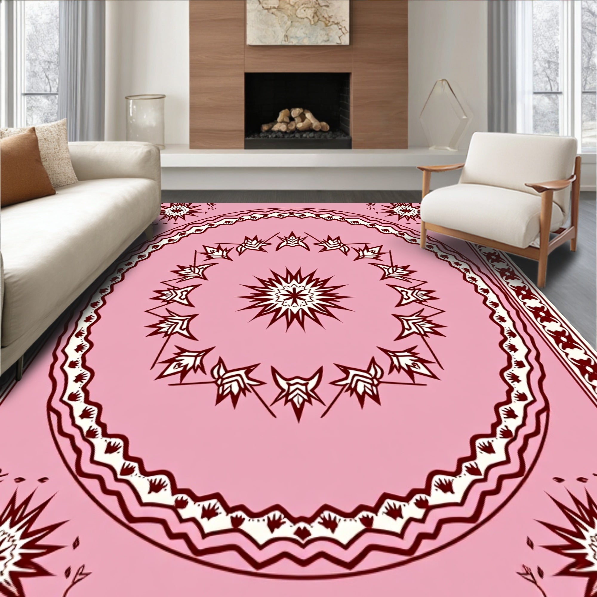 Nordic Constellation Yuletide Tapestry Floor Art(Pink)