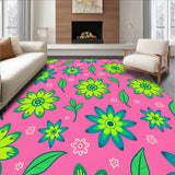 Vibrant Spring Bloom Design with Stylized Floral Clusters and Leaf Motifs (Pink)