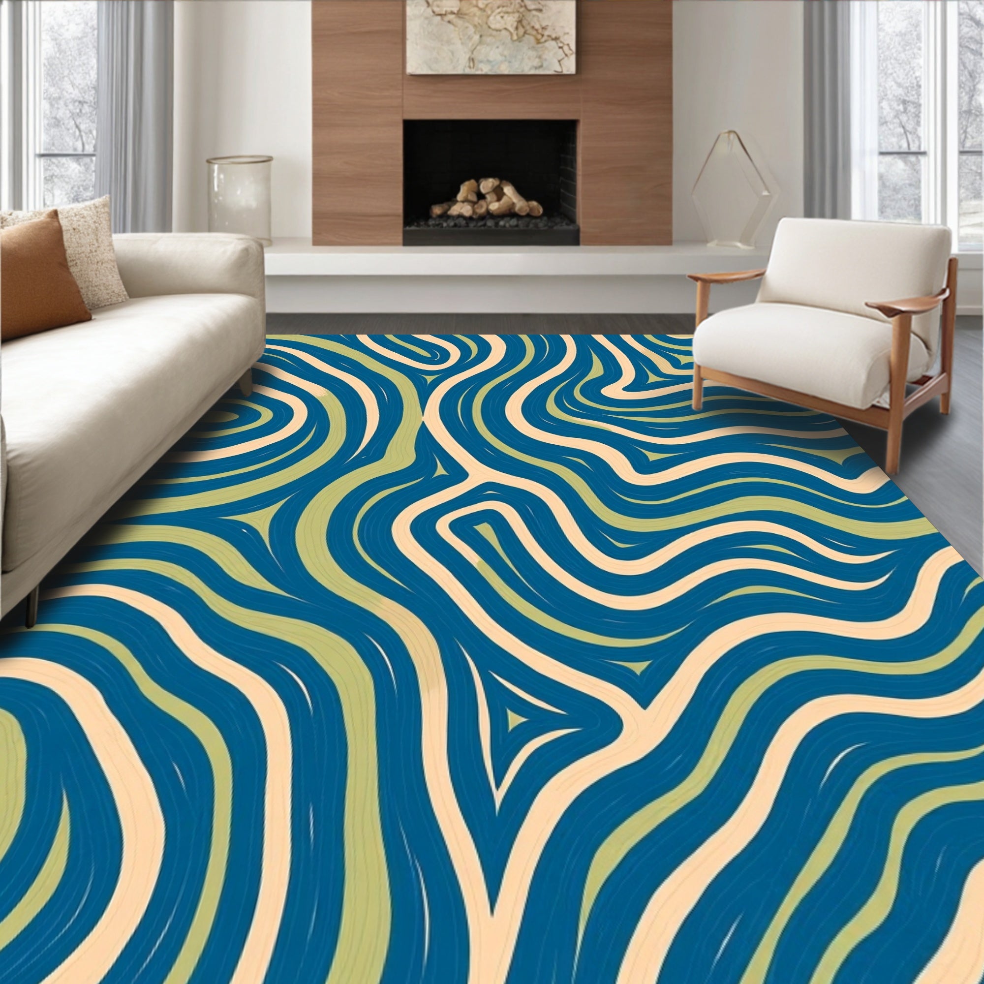 Abstract Wave Inspired with Fluid Shapes and Accent Details (Blue) - ODIKA