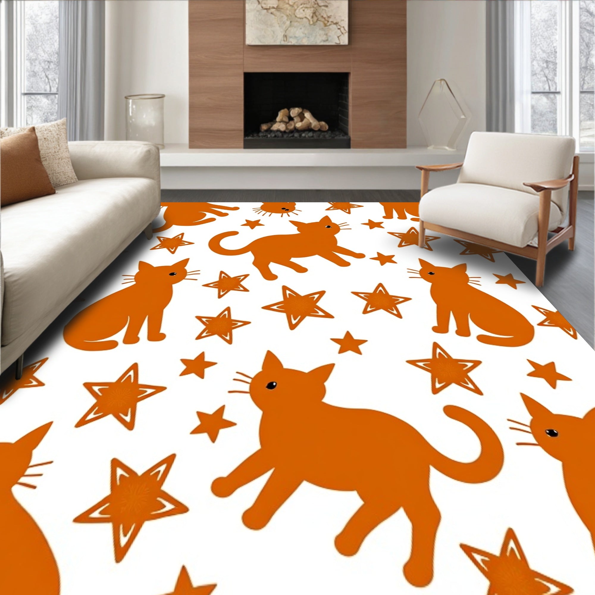 Festive Cat with Twinkling Accents(Orange)