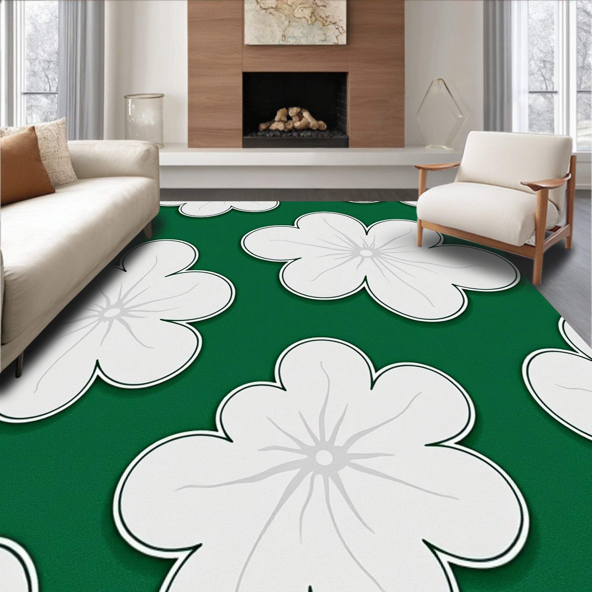 Celestial Puff Design Plush Area with Heavenly Texture(Green)