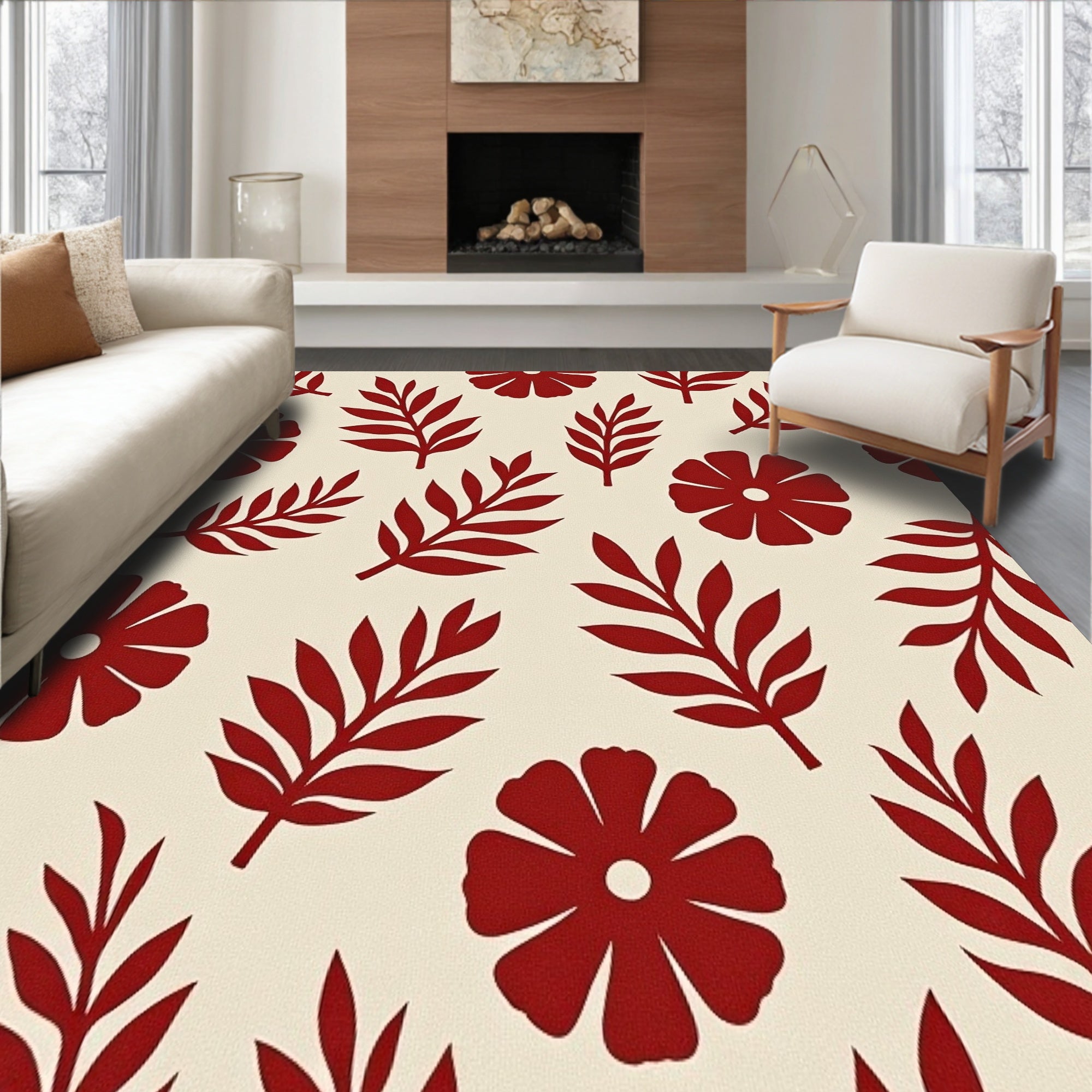 Abstract Botanical Arrangement with Ochre and Earthy Tones(Beige)