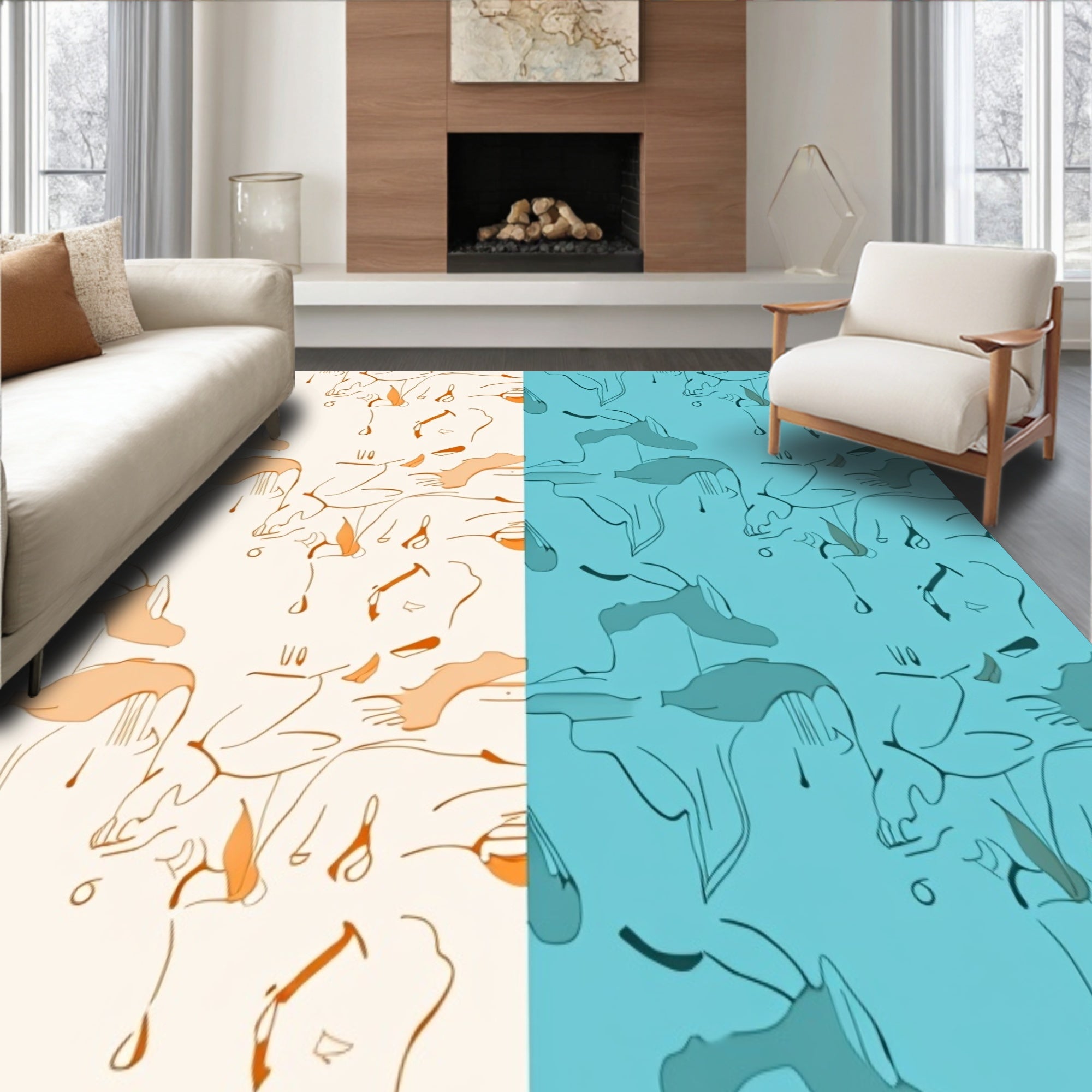 Celestial Horizon Abstract Waterfall Cascade Symphony (Beige) - ODIKA