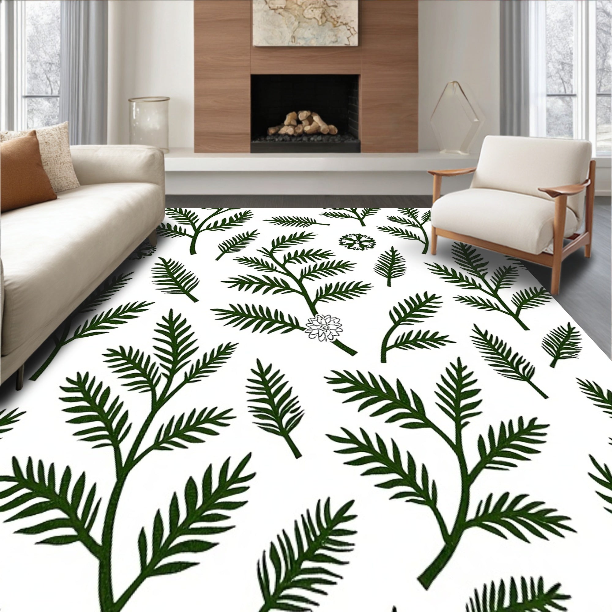 Holiday Evergreen Design with Detailed Frosted Snowflake Embellishments(Green)