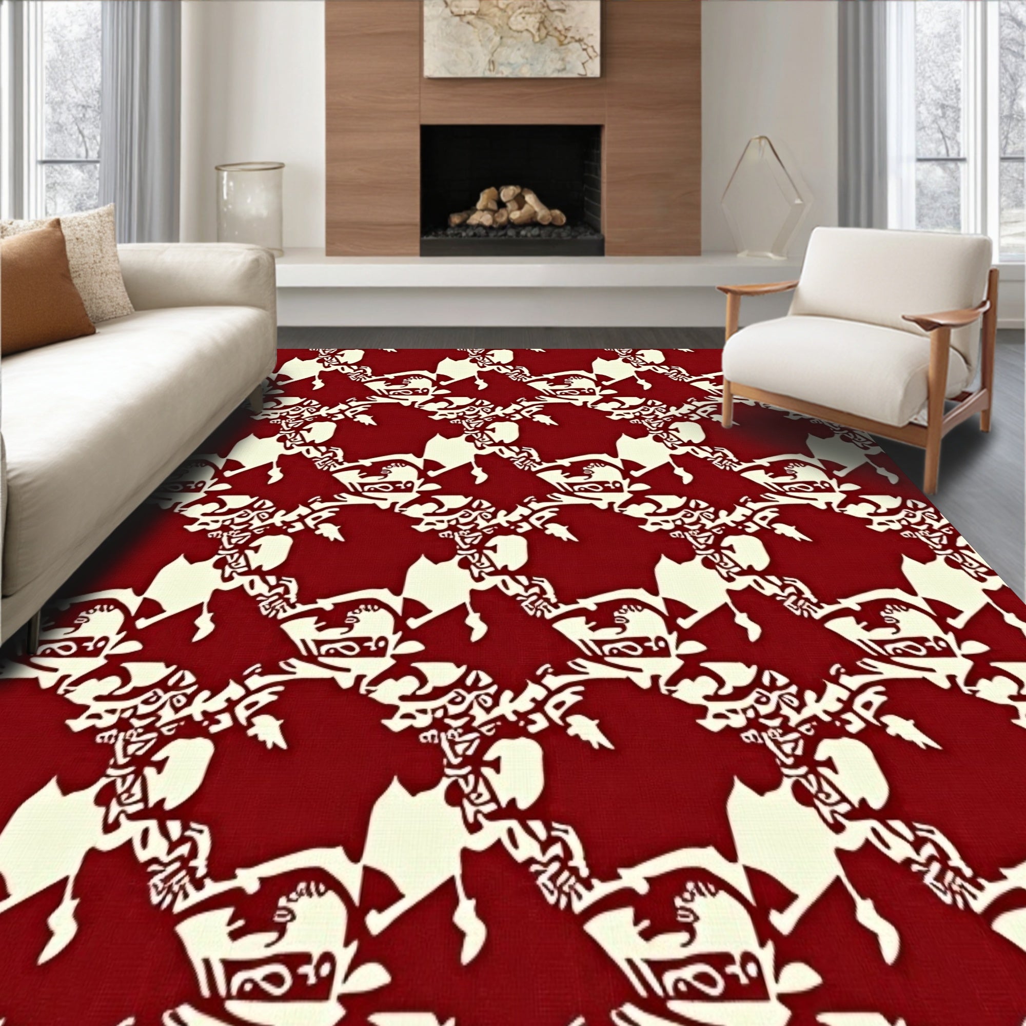 Nordic Reindeer with Scandinavian Folk Art(Burgundy)