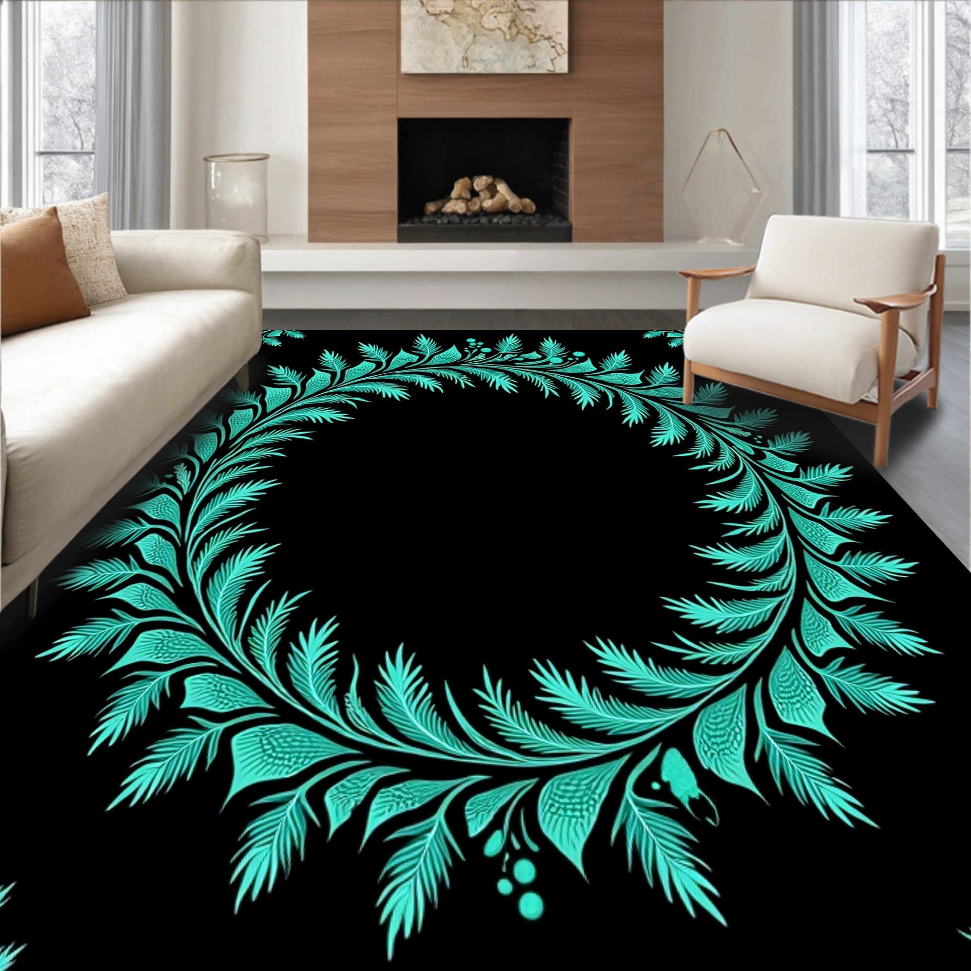 Festive Wreath Medallion Holiday Motif(Black)