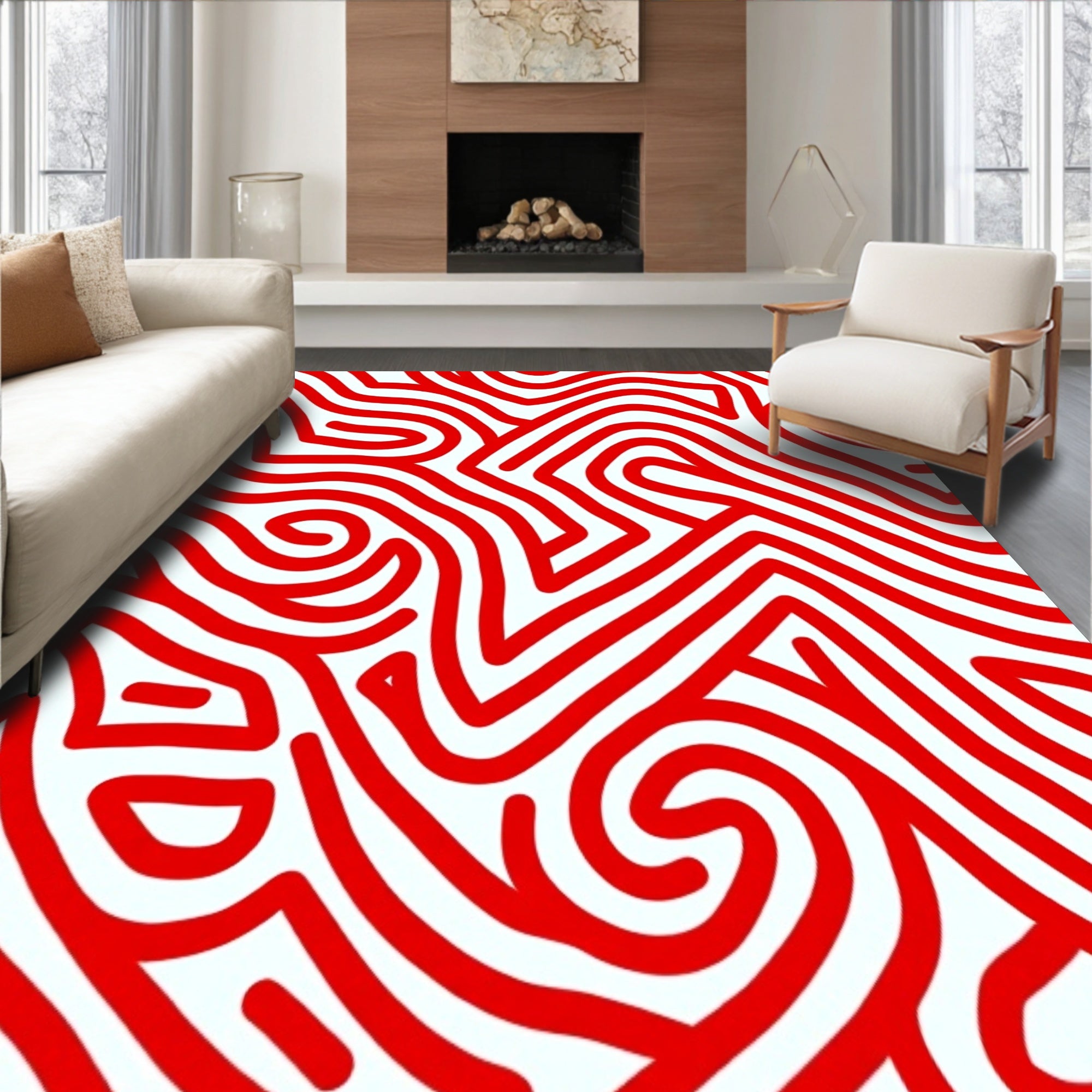 Festive Peppermint Swirl Half Moon Doormat Holiday Stripe Design(Red)