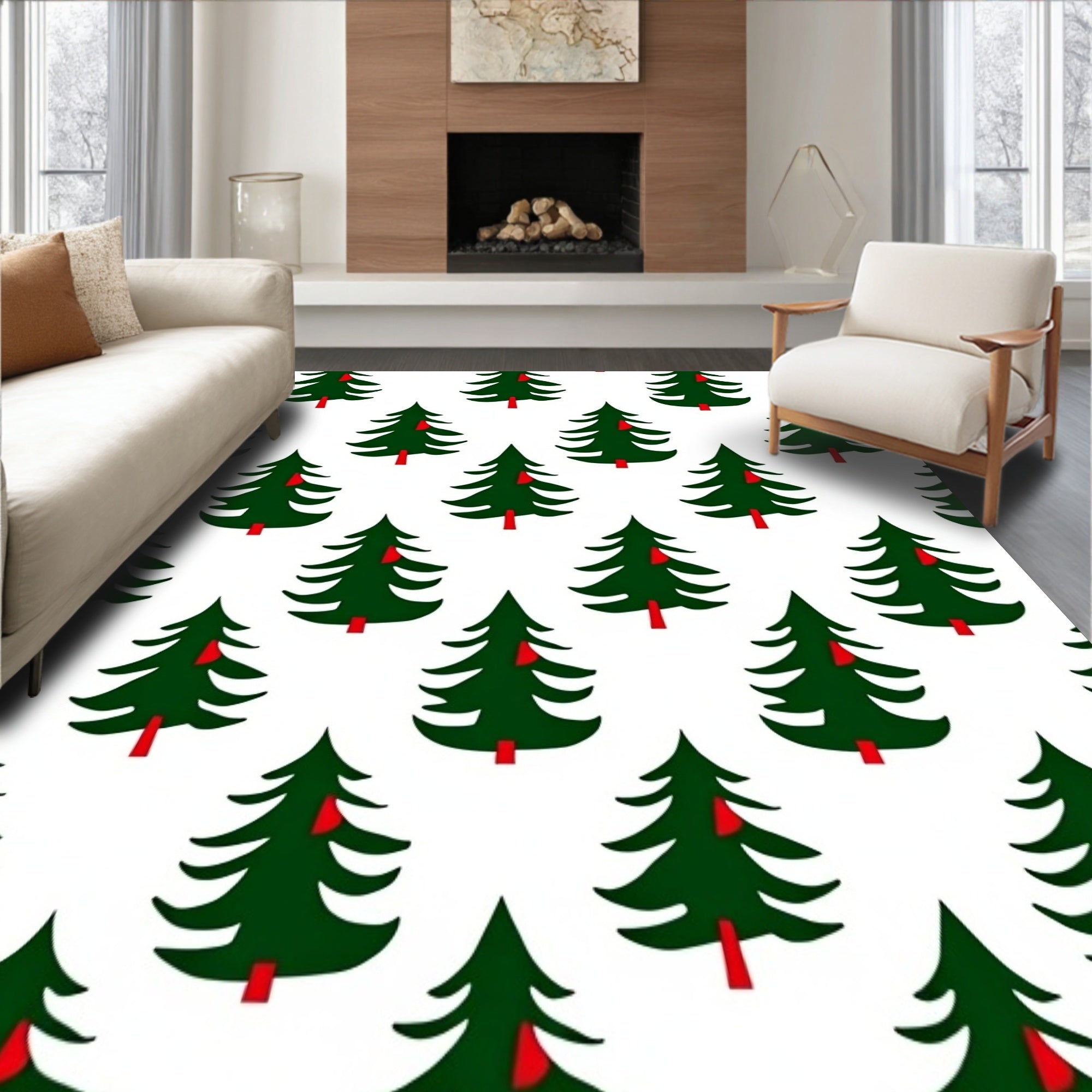 Winter Pine Forest Interlocking Scene(Green)
