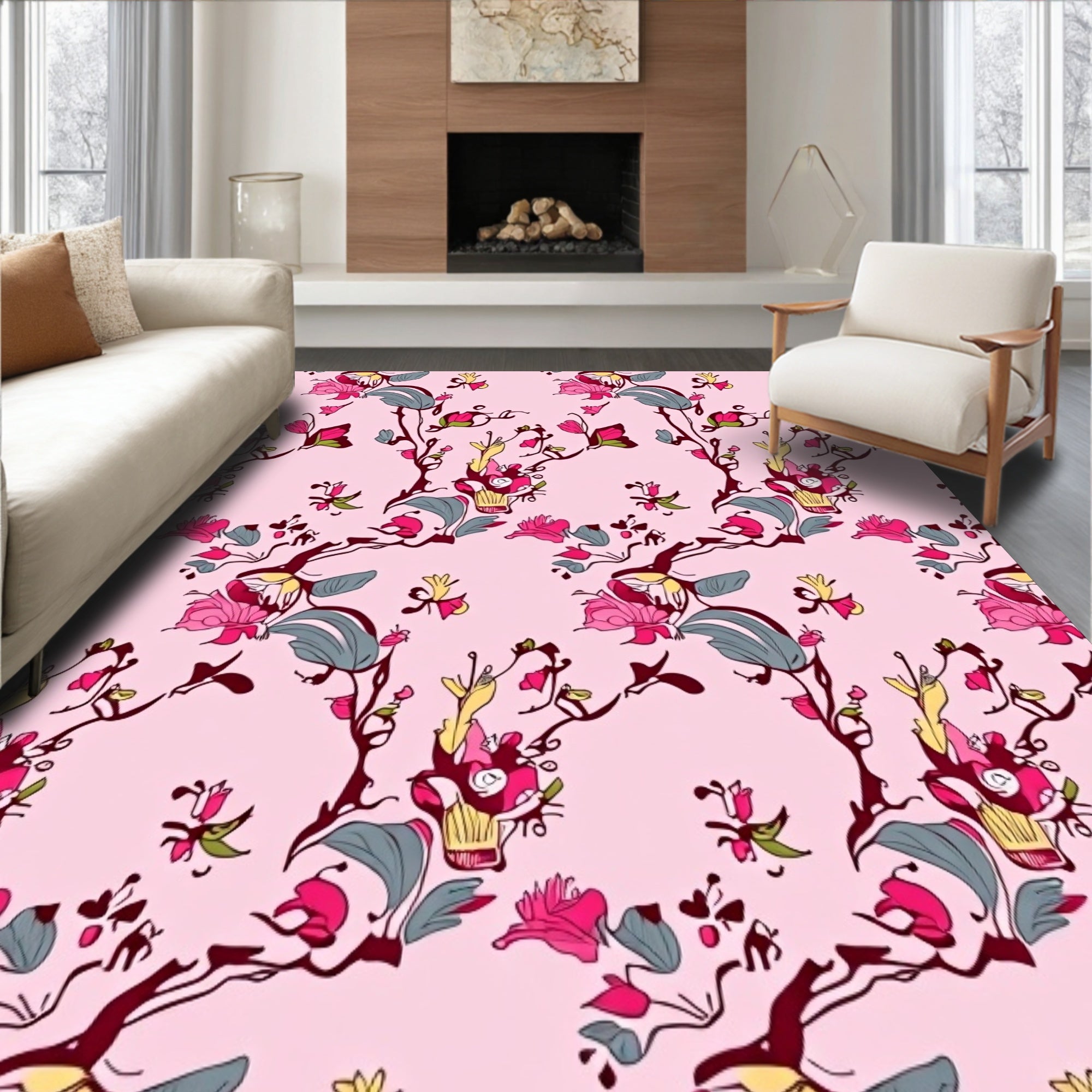 Floral Vine with Cascading Blossom Trails(Pink)