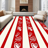 Cane Stripe Doormat with Peppermint Swirl Accents(Red)