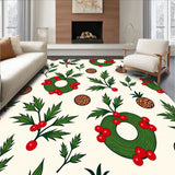 Festive Pine Wreath Holiday Doormat Decorative Indoor(Green)