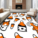 Playful Cat Doodles with Abstract Animal Inspired Design and Corn Accents(Orange)