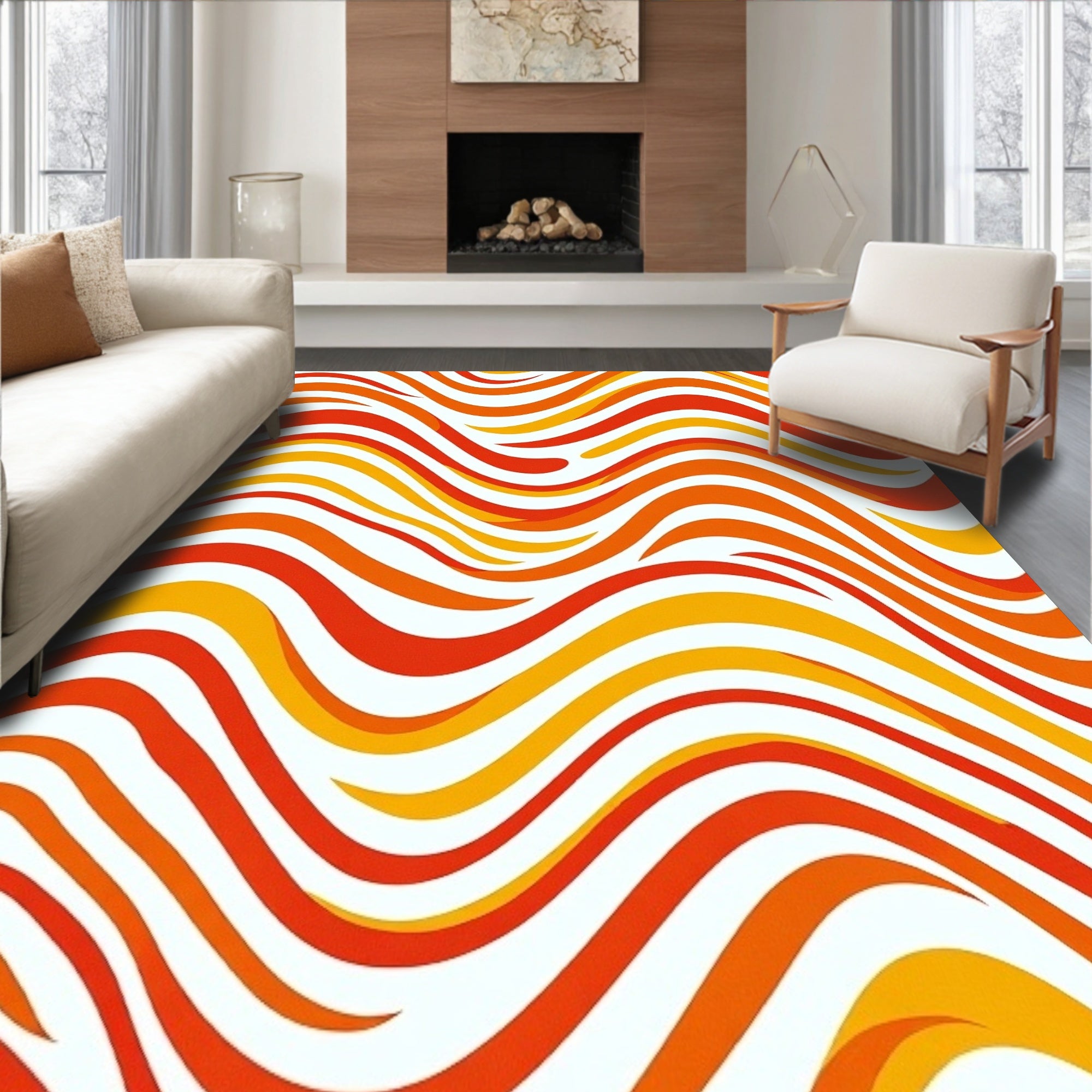 Elegant Chevron Wave with Vibrant Sunset Hues and Dynamic Flow(Red)