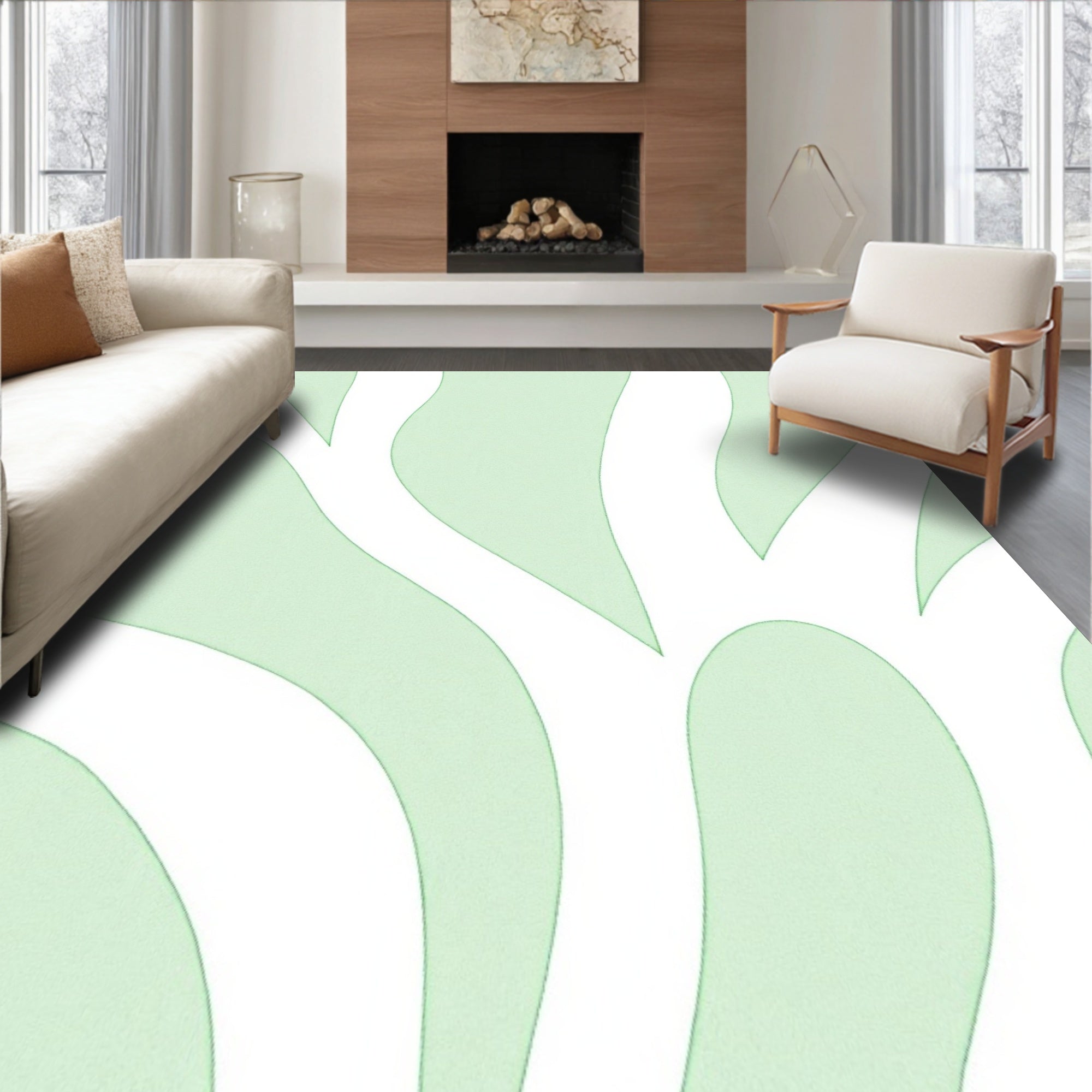 Abstract Watercolor Brush Strokes with Artistic Texture(Green)