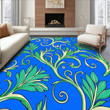 Boho Wave Garden with Whimsical Floral and Leaf Swirls (Blue)