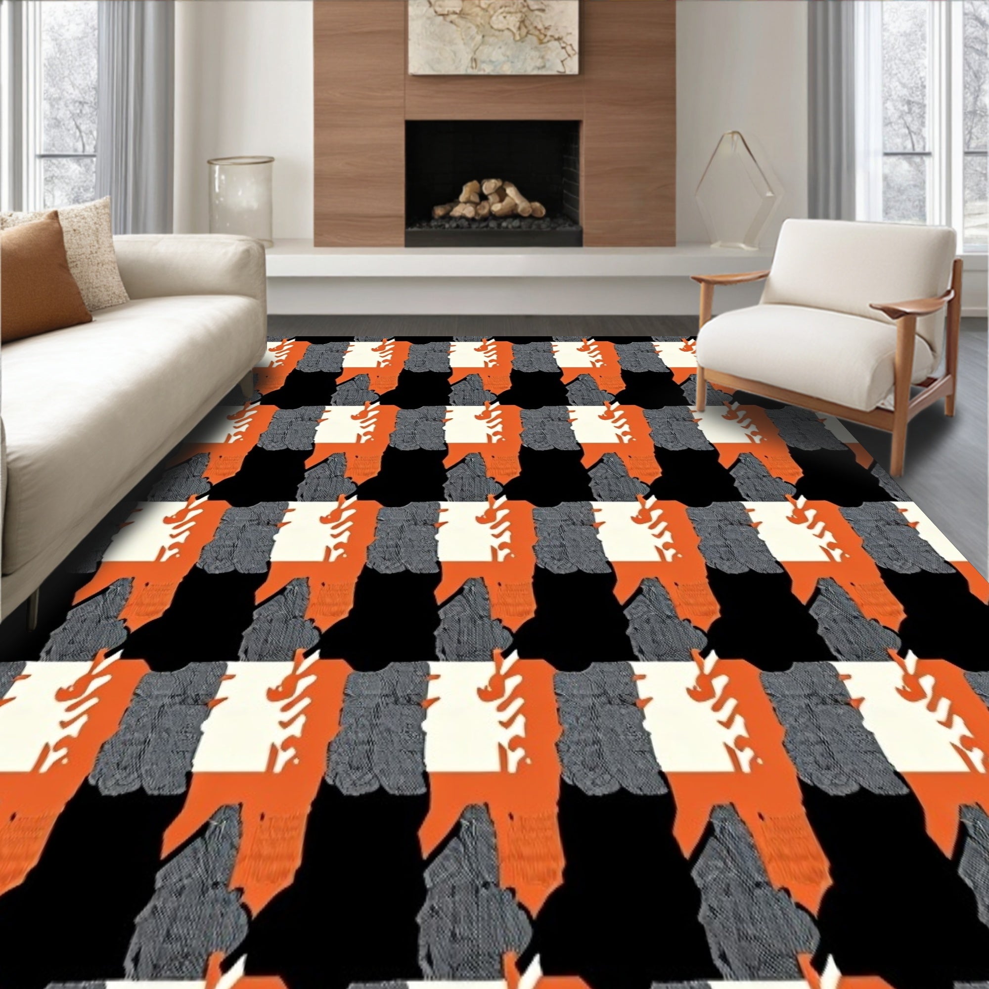 Gingham Pumpkin Patch Style Entry Accent(Orange)