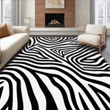 Classic Zebra Inspired Monochrome Handwoven Farmhouse Entrance(Black)